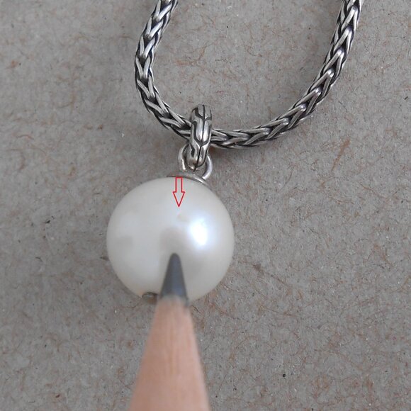 John Hardy Sterling Silver Pearl Pendant 2.5mm Necklace Adj 18" -20" - Picture 2 of 13